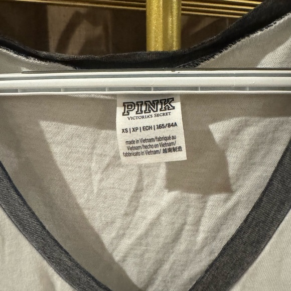 PINK Victoria's Secret White Tee with Gray Accents - Picture 2 of 3